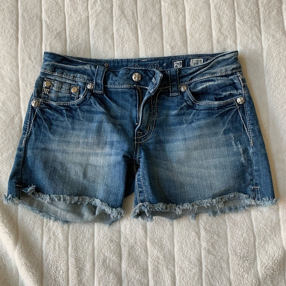 Miss Me Distressed Denim Shorts - Medium Wash